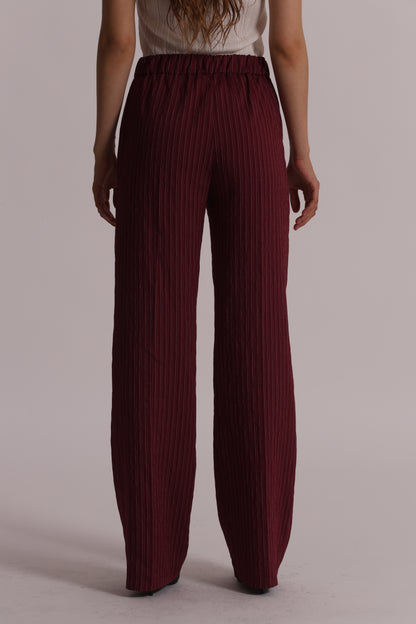 PANTALONE PALAZZO CON ELASTICO DIETRO A RIGHE