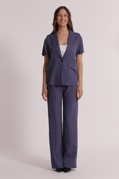 PANTALONE PALAZZO CON ELASTICO DIETRO A RIGHE