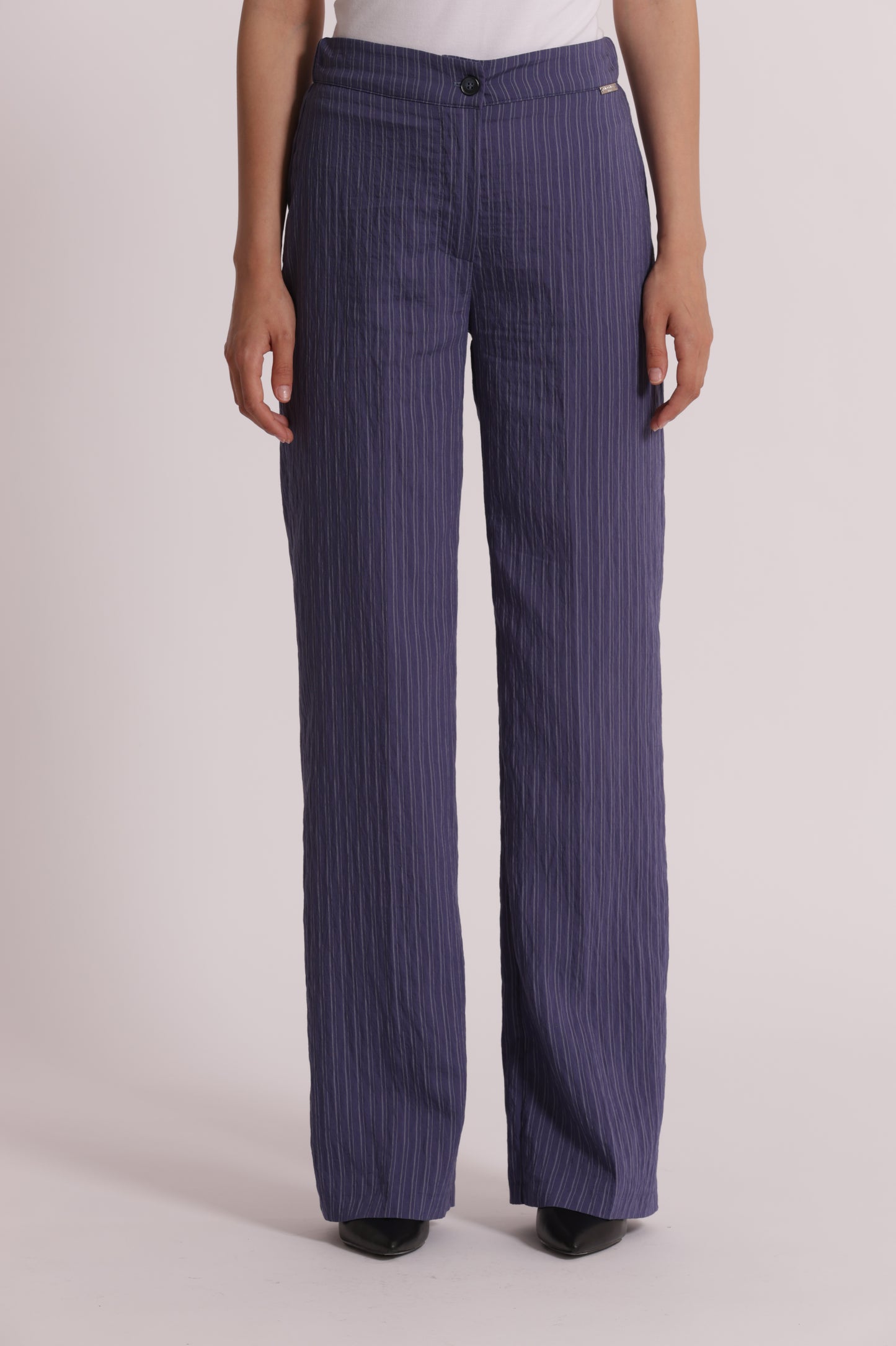 PANTALONE PALAZZO CON ELASTICO DIETRO A RIGHE