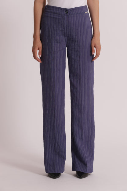 PANTALONE PALAZZO CON ELASTICO DIETRO A RIGHE