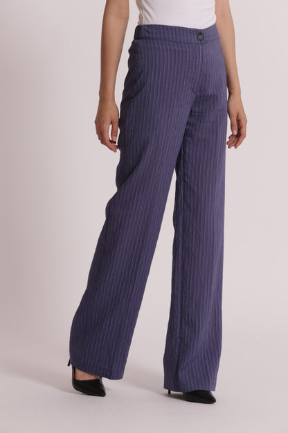 PANTALONE PALAZZO CON ELASTICO DIETRO A RIGHE
