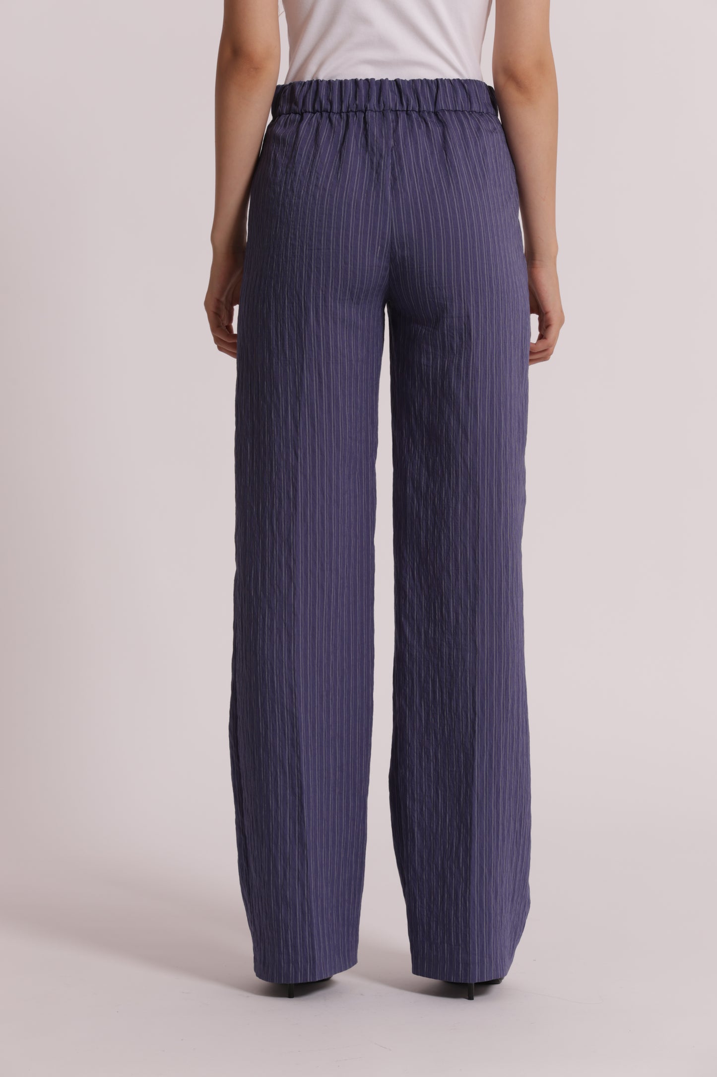 PANTALONE PALAZZO CON ELASTICO DIETRO A RIGHE
