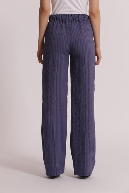 PANTALONE PALAZZO CON ELASTICO DIETRO A RIGHE