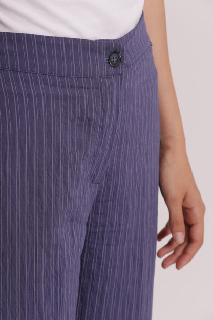 PANTALONE PALAZZO CON ELASTICO DIETRO A RIGHE