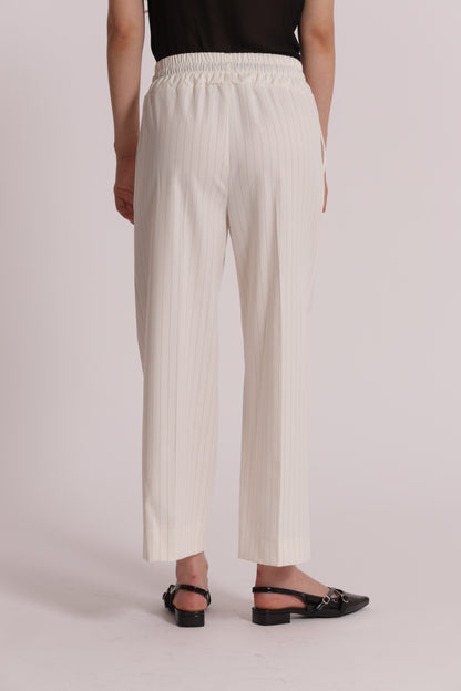 PANTALONE CROPPED CON ELASTICO IN VITA GESSATO