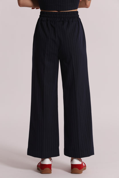 PANTALONE CROPPED CON ELASTICO IN VITA GESSATO