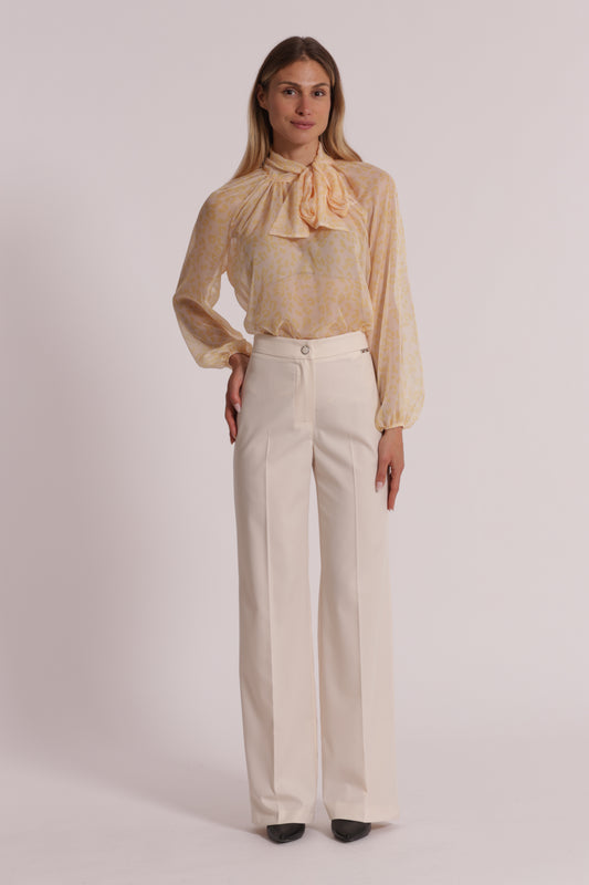 PANTALONE PALAZZO CON ELASTICO DIETRO IN MANOFREDDA
