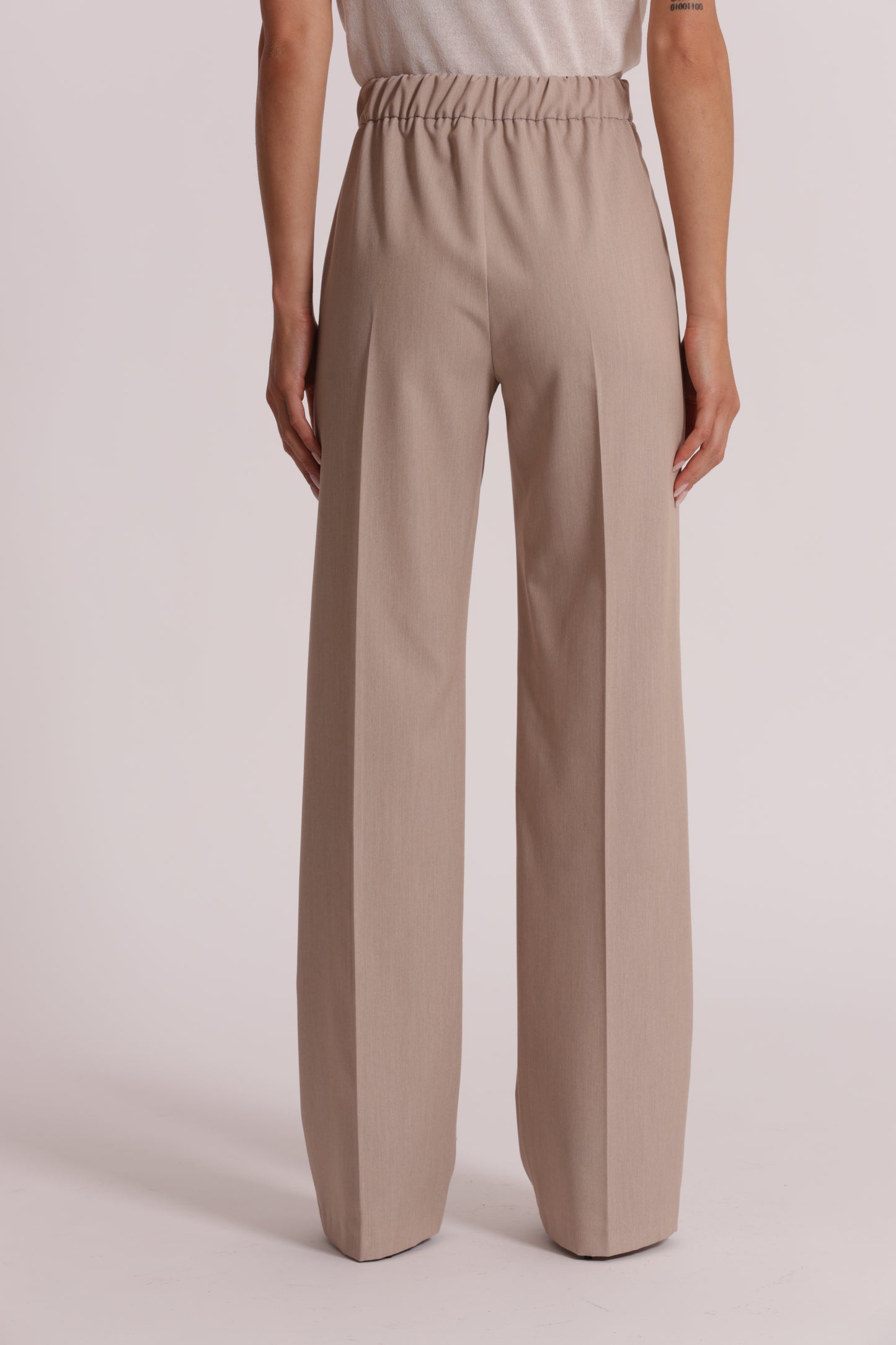 PANTALONE PALAZZO CON ELASTICO DIETRO IN MANOFREDDA