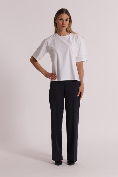 PANTALONE PALAZZO CON ELASTICO DIETRO IN MANOFREDDA
