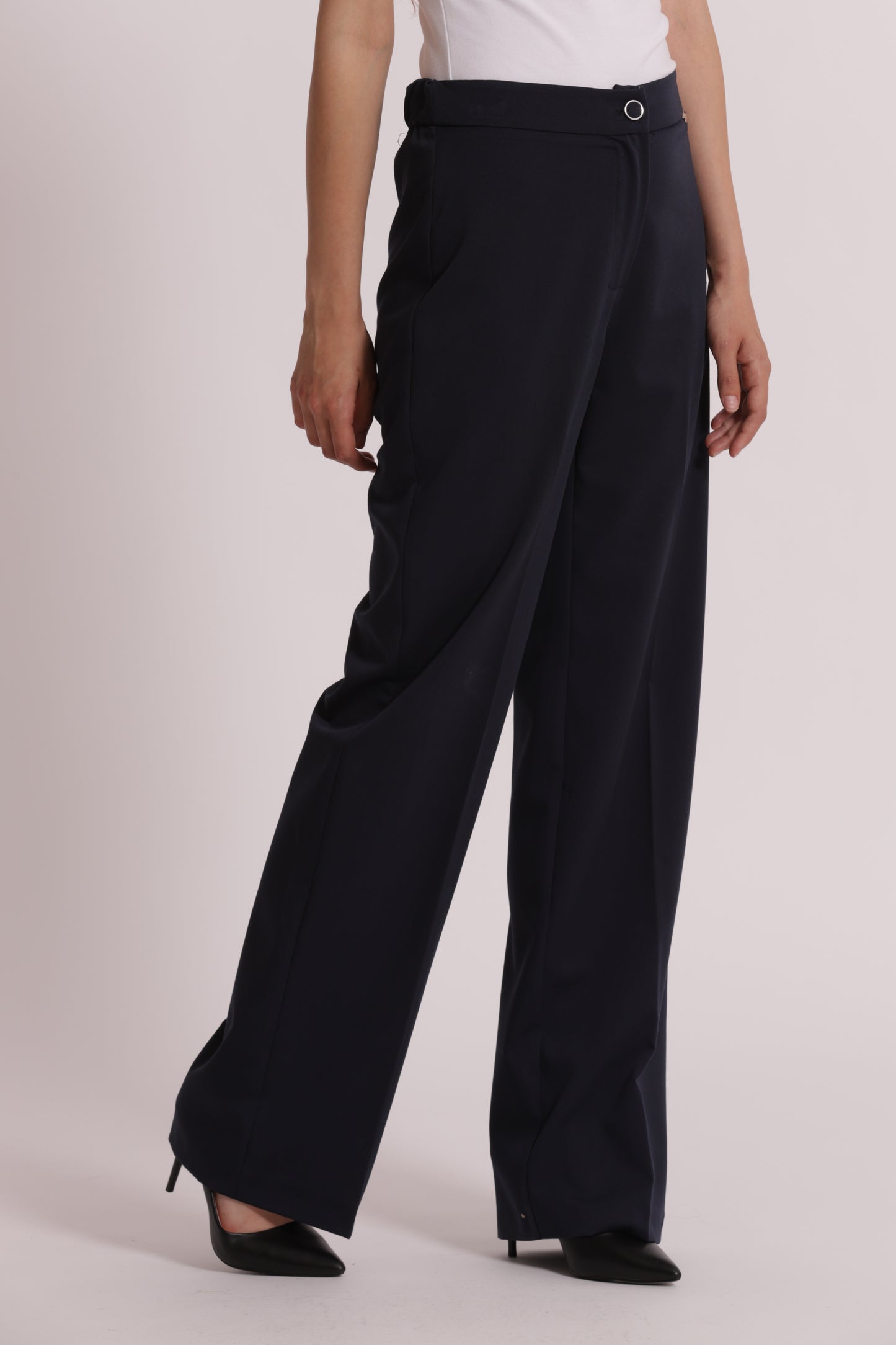 PANTALONE PALAZZO CON ELASTICO DIETRO IN MANOFREDDA