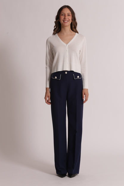 PANTALONE CON BORDI A CONTRASTO