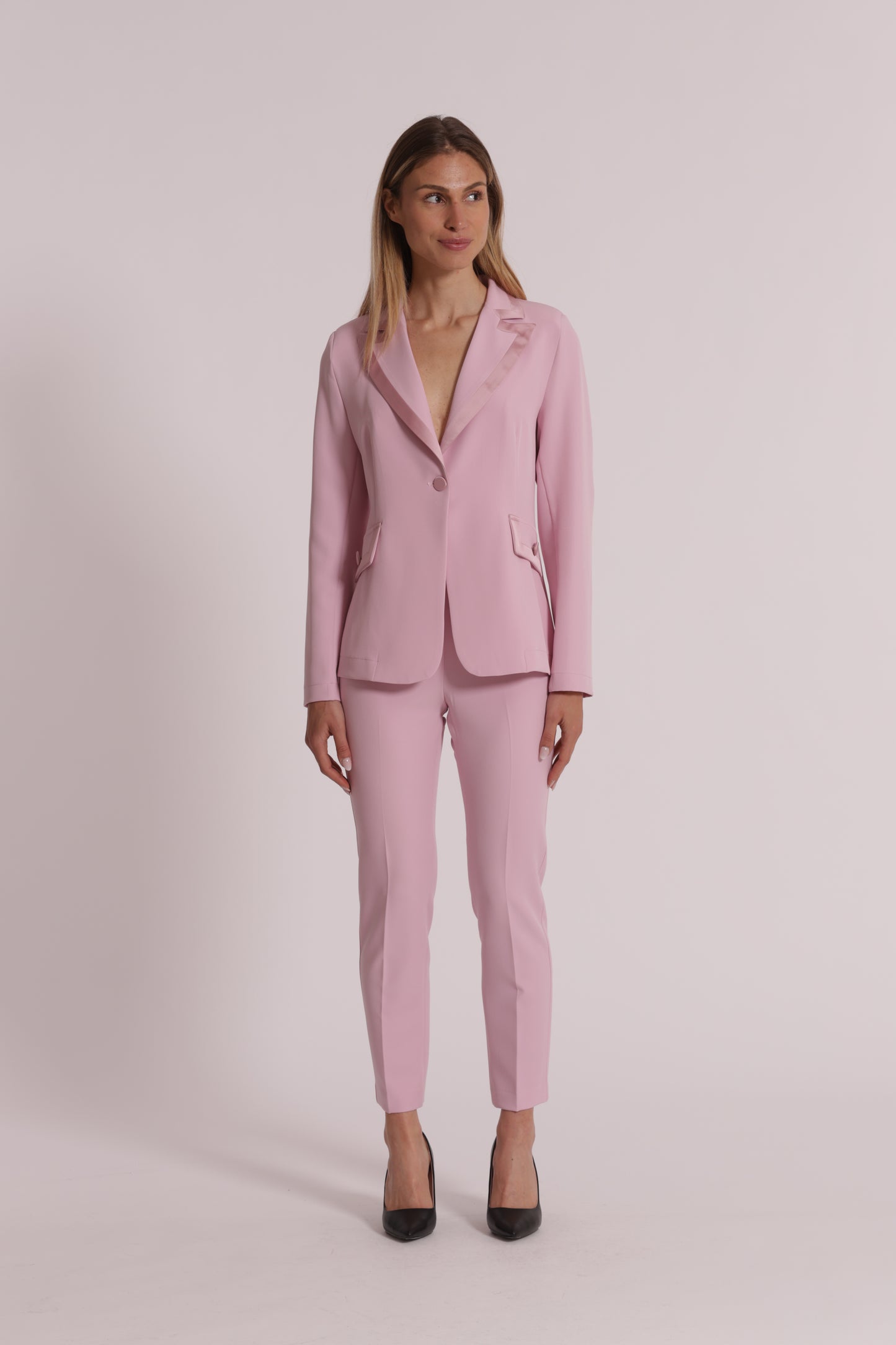 PANTALONI CON DETTAGLI IN SIMIL RASO
