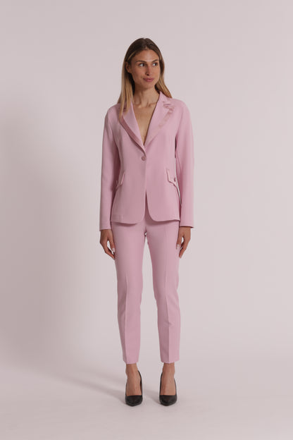 PANTALONI CON DETTAGLI IN SIMIL RASO