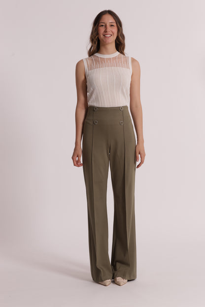 PANTALONE IN PUNTO MILANO CON BOTTONI