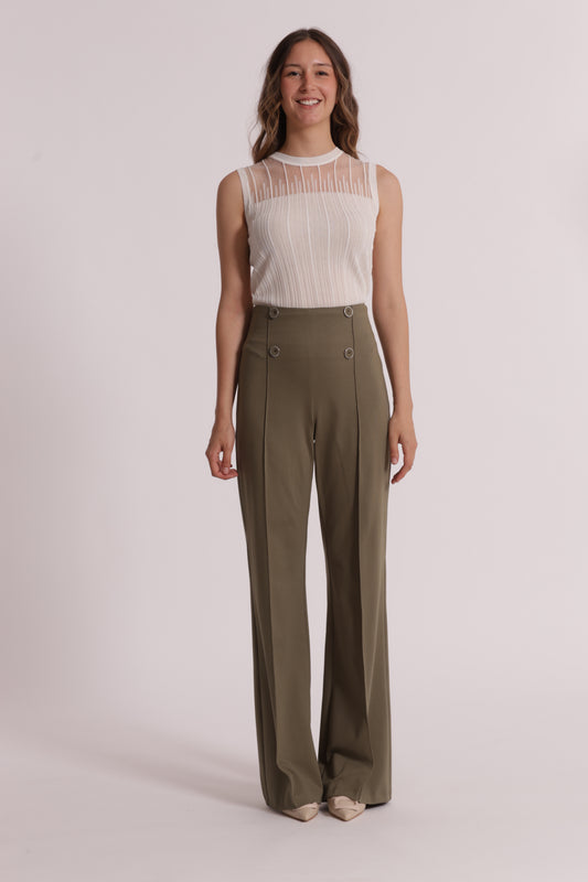 PANTALONE IN PUNTO MILANO CON BOTTONI