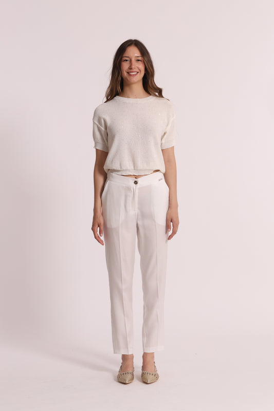 PANTALONE SIGARETTA IN LYOCELL CON ELASTICO