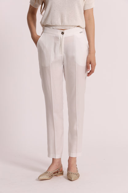PANTALONE SIGARETTA IN LYOCELL CON ELASTICO