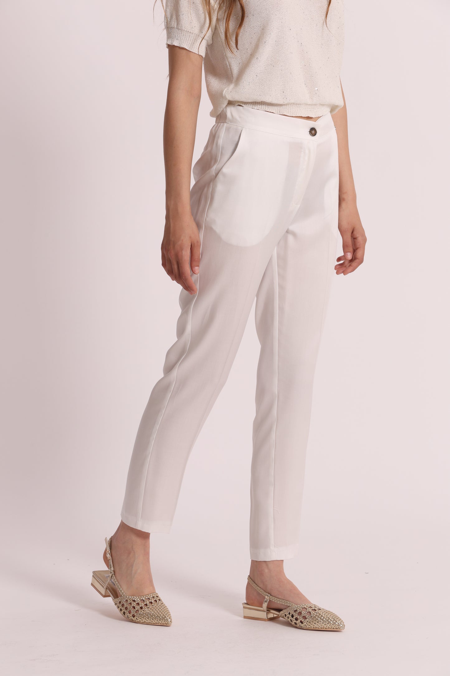 PANTALONE SIGARETTA IN LYOCELL CON ELASTICO