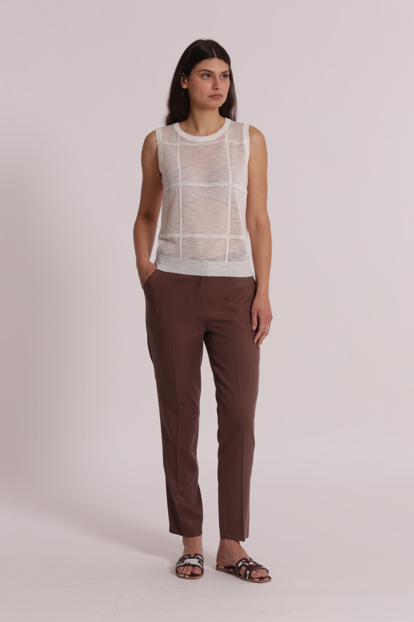 PANTALONE SIGARETTA IN LYOCELL CON ELASTICO