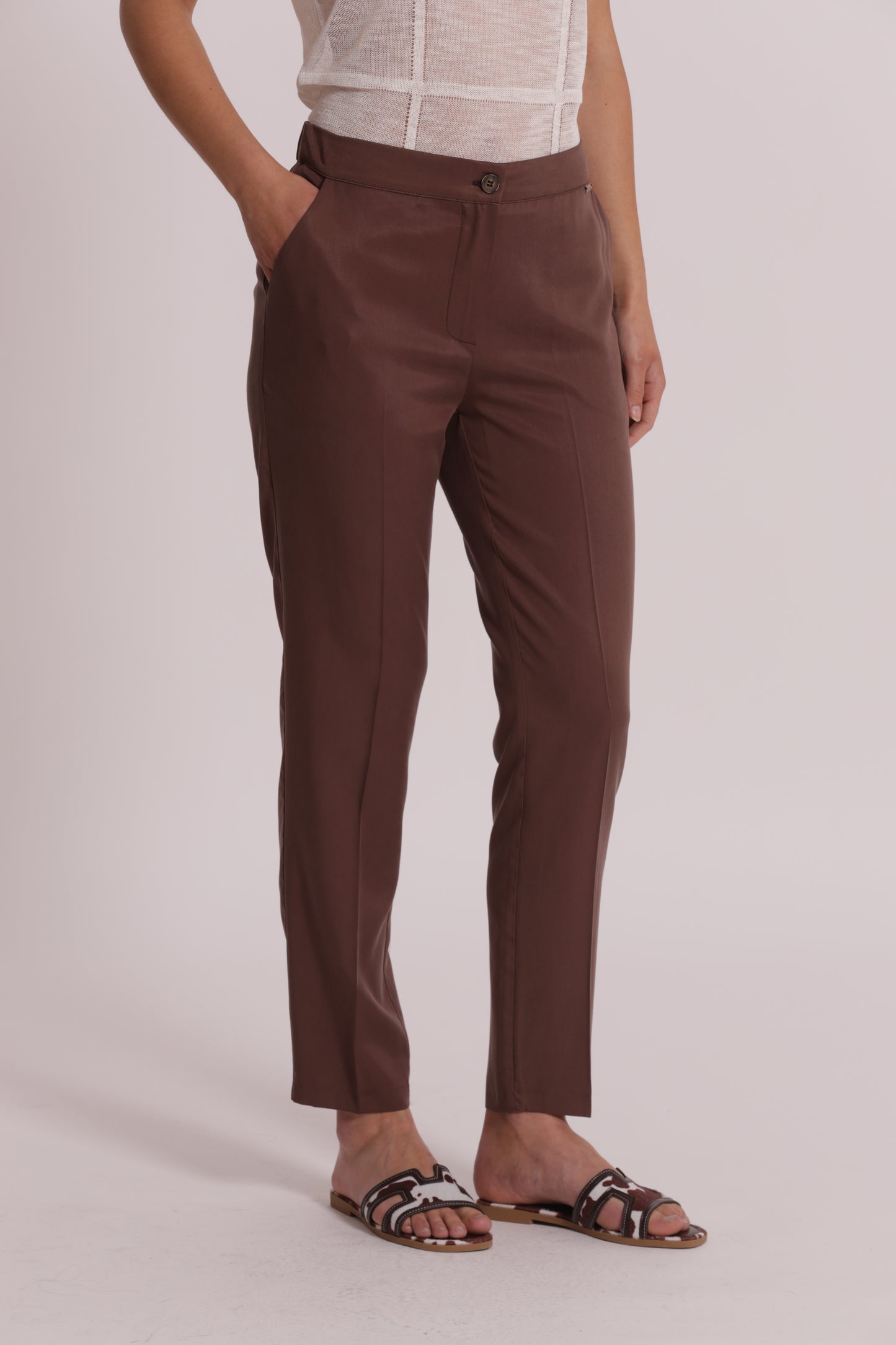 PANTALONE SIGARETTA IN LYOCELL CON ELASTICO