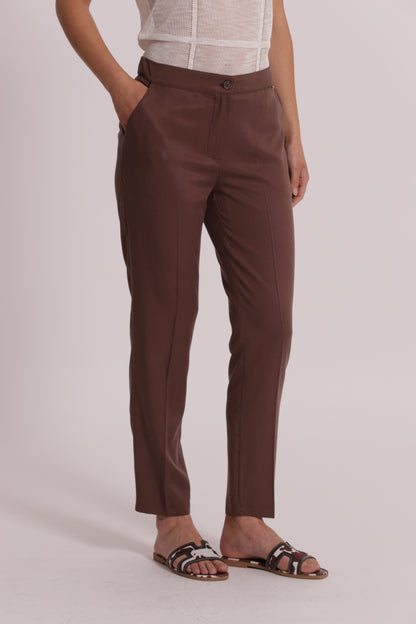 PANTALONE SIGARETTA IN LYOCELL CON ELASTICO