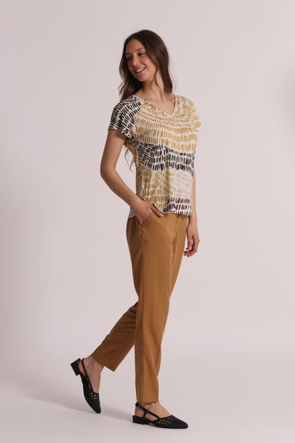 PANTALONE SIGARETTA IN LYOCELL CON ELASTICO