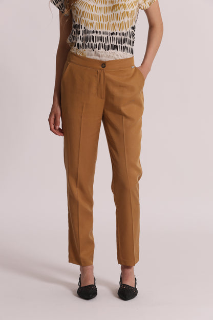 PANTALONE SIGARETTA IN LYOCELL CON ELASTICO