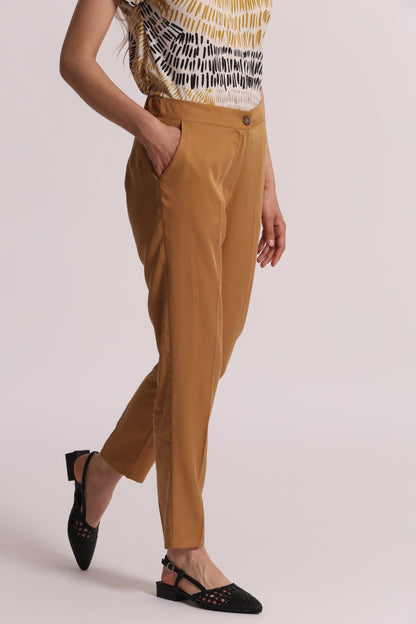 PANTALONE SIGARETTA IN LYOCELL CON ELASTICO