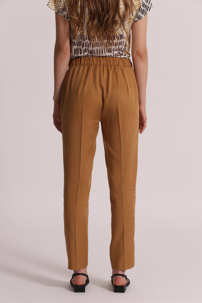 PANTALONE SIGARETTA IN LYOCELL CON ELASTICO