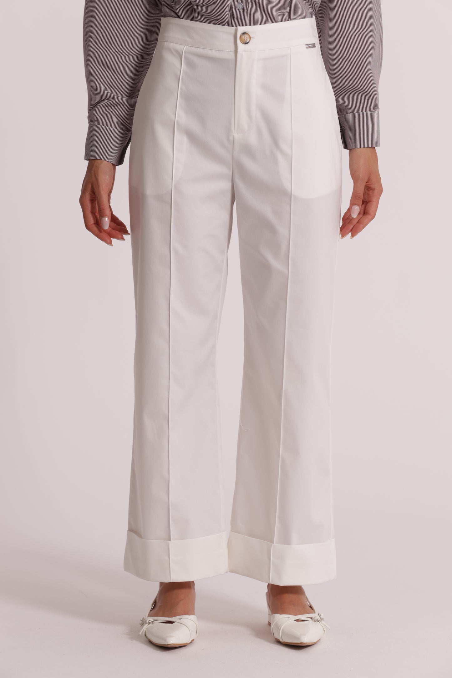 PANTALONI IN COTONE CON RISVOLTO