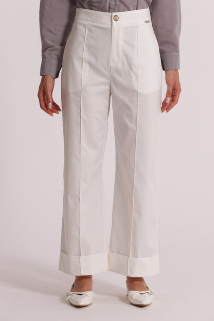 PANTALONI IN COTONE CON RISVOLTO