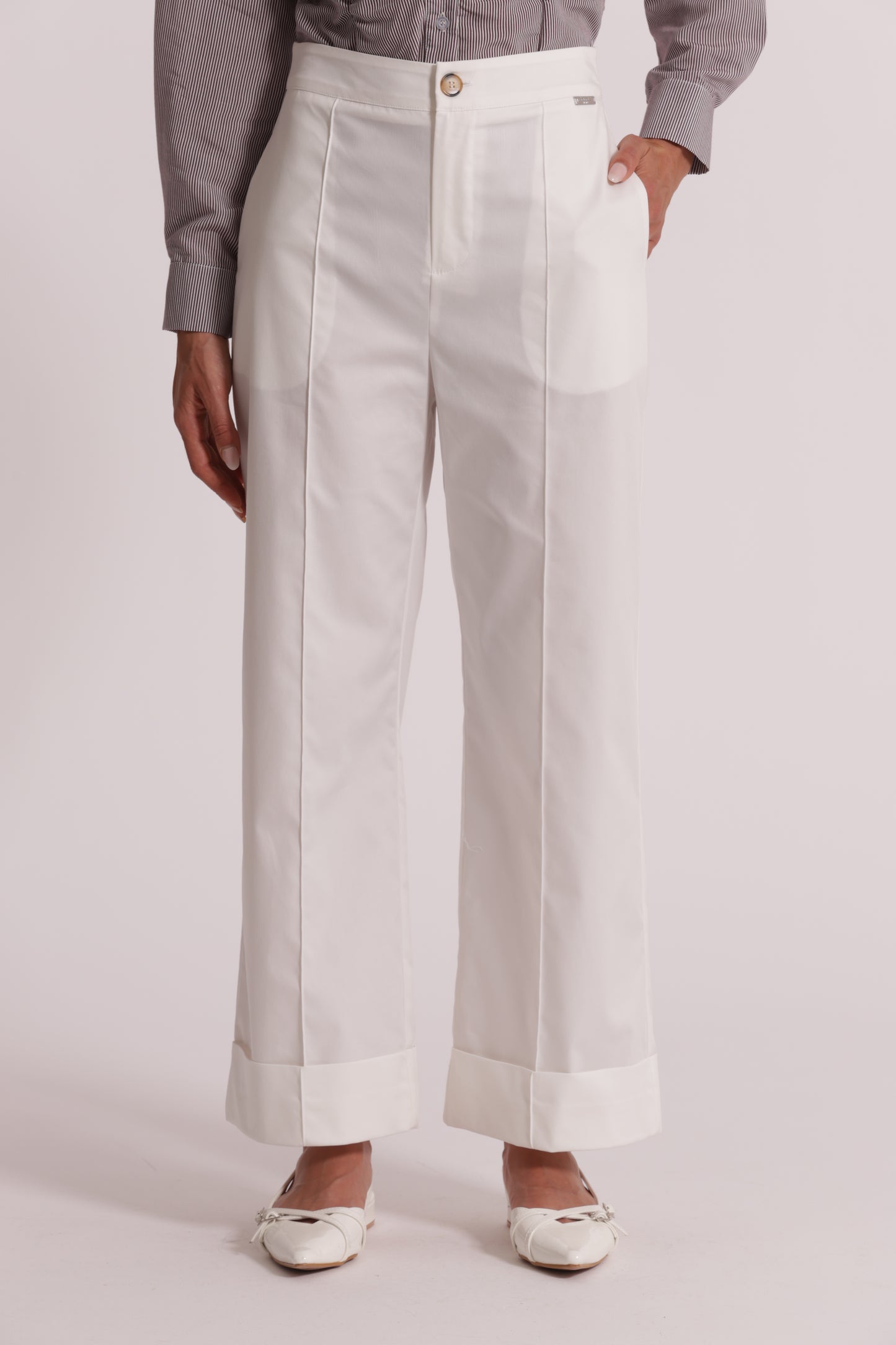 PANTALONI IN COTONE CON RISVOLTO