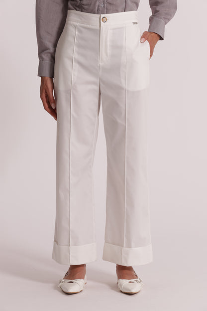 PANTALONI IN COTONE CON RISVOLTO