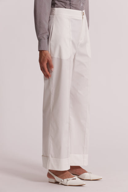 PANTALONI IN COTONE CON RISVOLTO