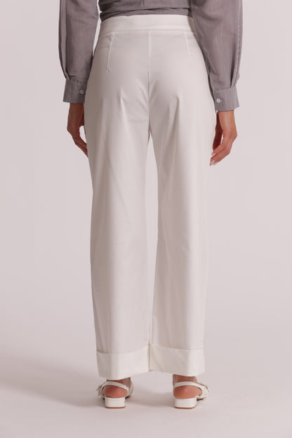 PANTALONI IN COTONE CON RISVOLTO