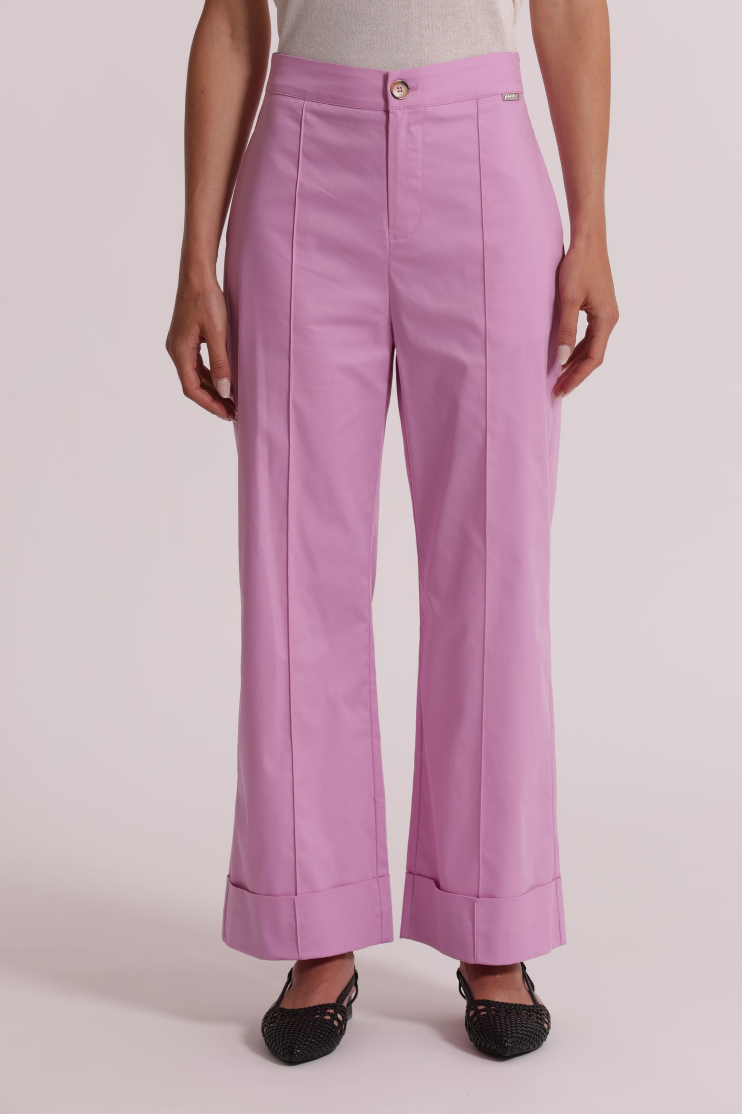 PANTALONI IN COTONE CON RISVOLTO