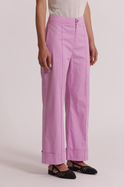 PANTALONI IN COTONE CON RISVOLTO