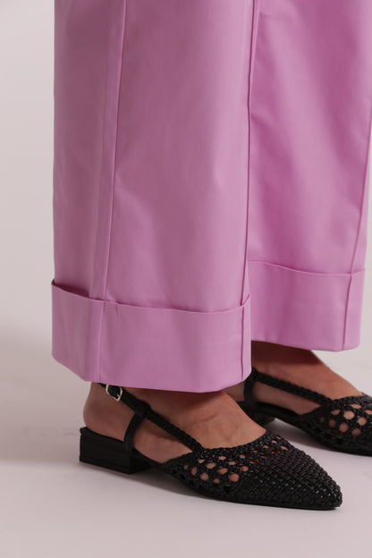 PANTALONI IN COTONE CON RISVOLTO