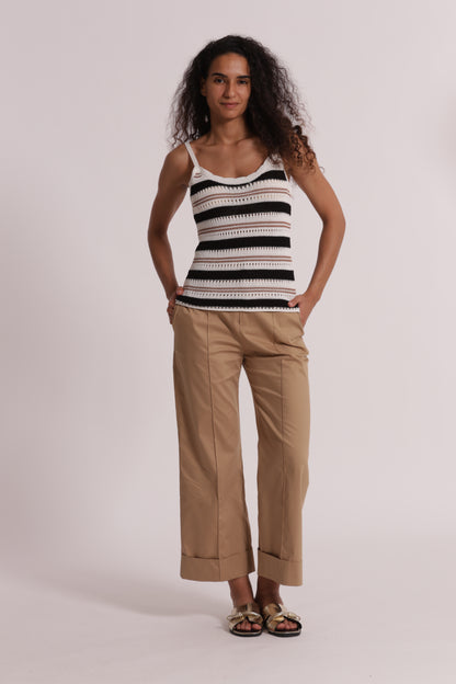 PANTALONI IN COTONE CON RISVOLTO