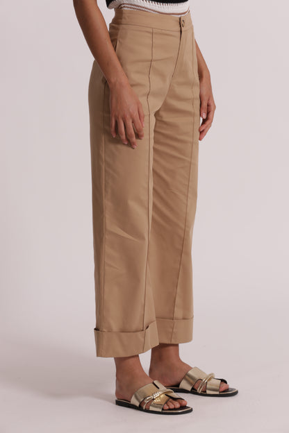 PANTALONI IN COTONE CON RISVOLTO
