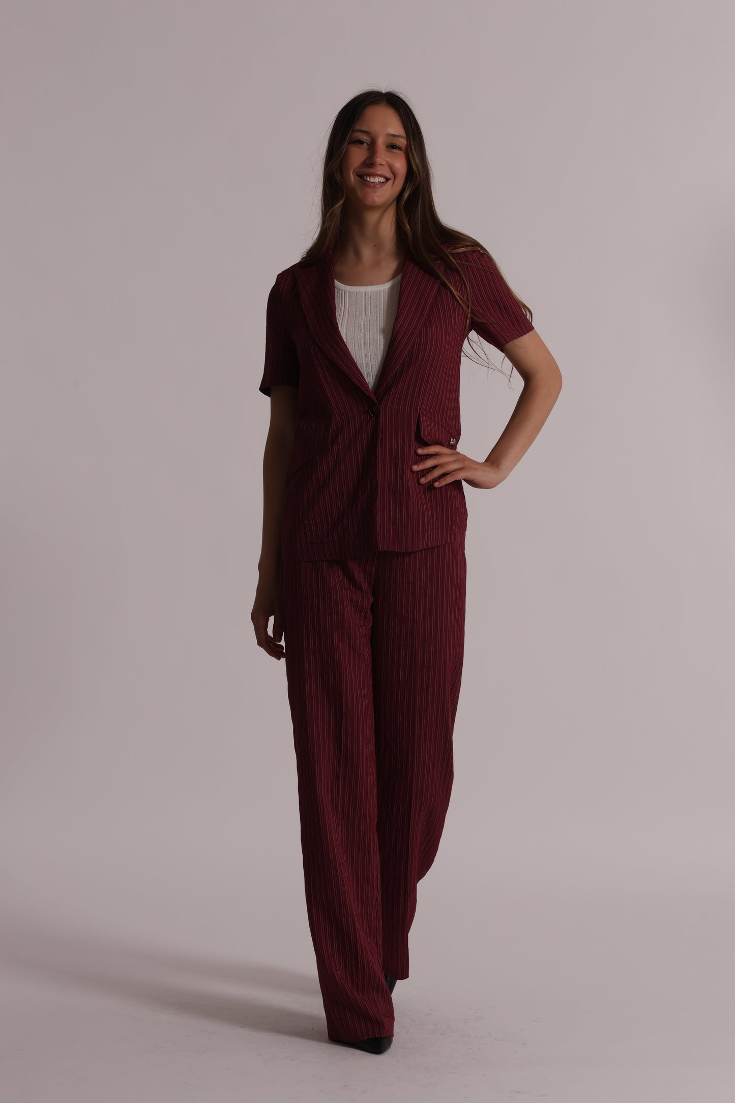 GIACCA A MANICHE CORTE A RIGHE