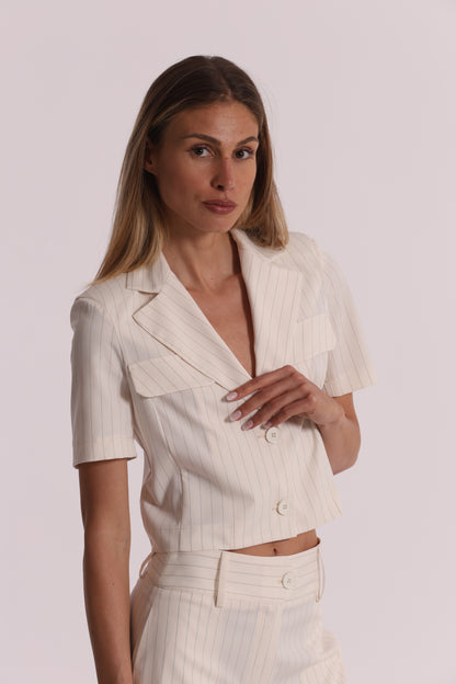 GIACCA CROPPED A MANICHE CORTE GESSATA