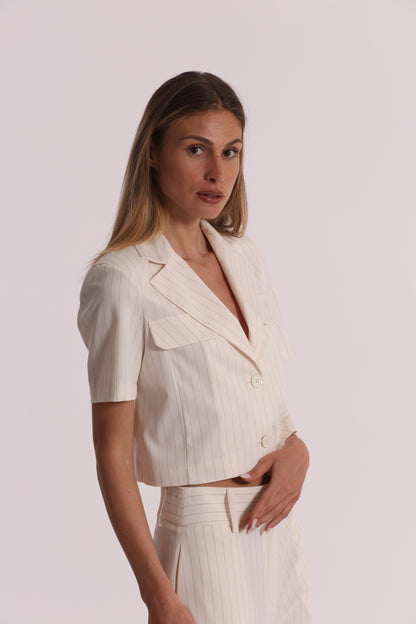 GIACCA CROPPED A MANICHE CORTE GESSATA