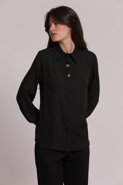CAMICIA IN GEORGETTE CON BOTTONI GIOIELLO
