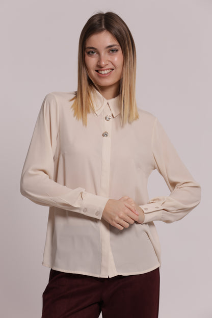 CAMICIA IN GEORGETTE CON BOTTONI GIOIELLO