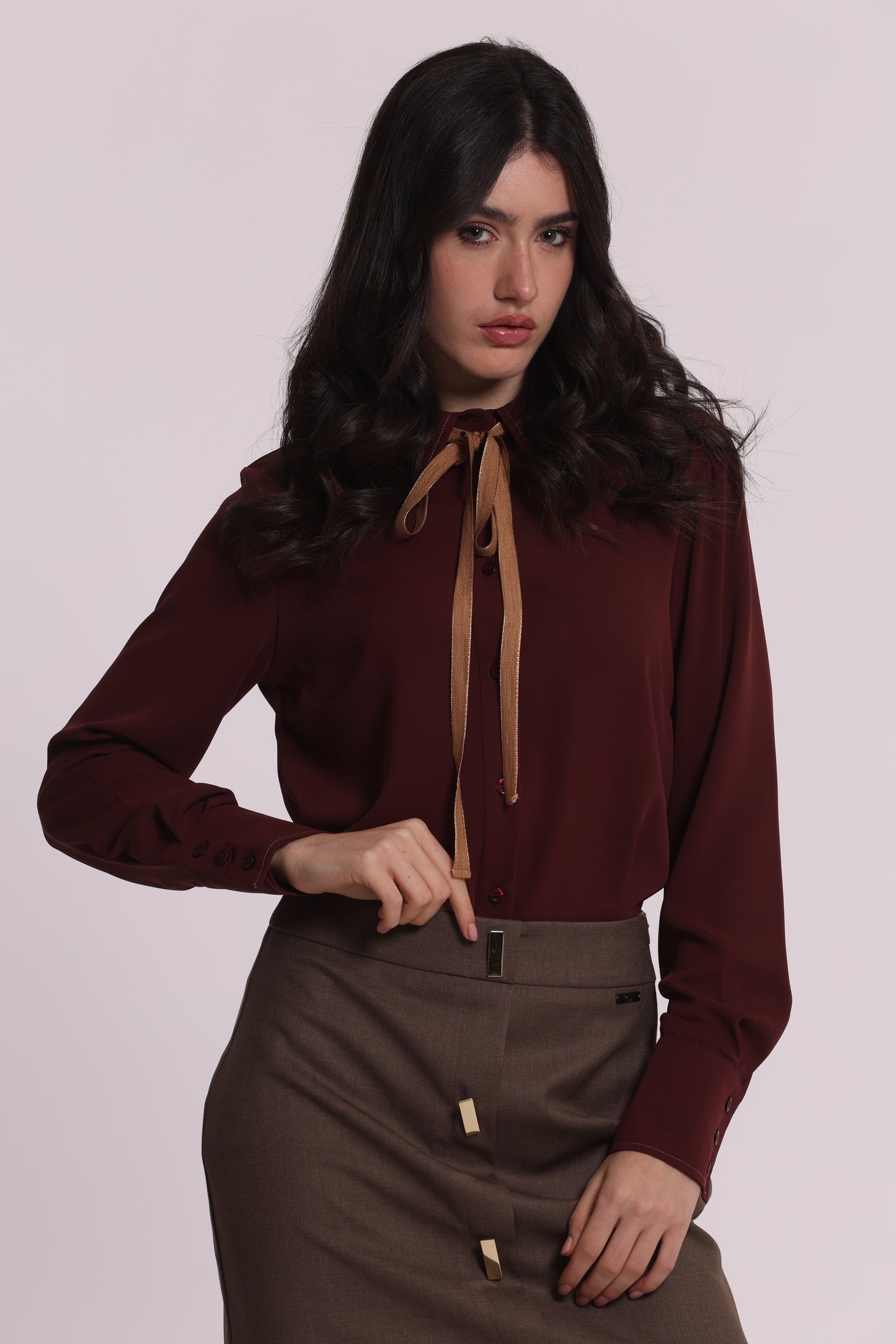 CAMICIA IN SILKHAND CON FIOCCO
