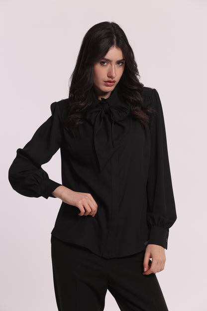 BLUSA CON SPALLINE E FIOCCO