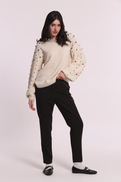 PANTALONE SIGARETTA CON ELASTICO DIETRO TESSUTO VANZ
