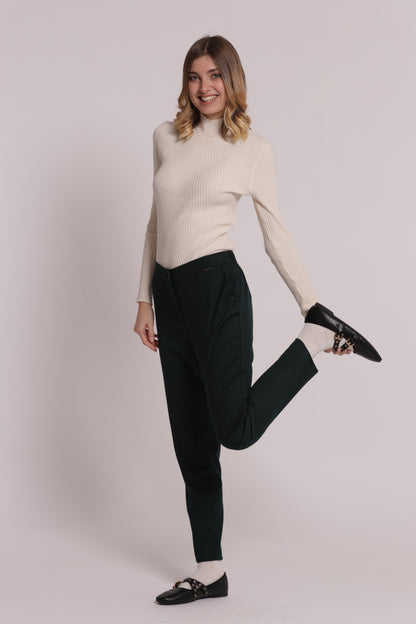 PANTALONE SIGARETTA CON ELASTICO DIETRO TESSUTO VANZ