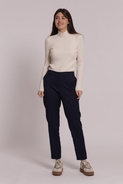 PANTALONE SIGARETTA CON ELASTICO DIETRO TESSUTO VANZ